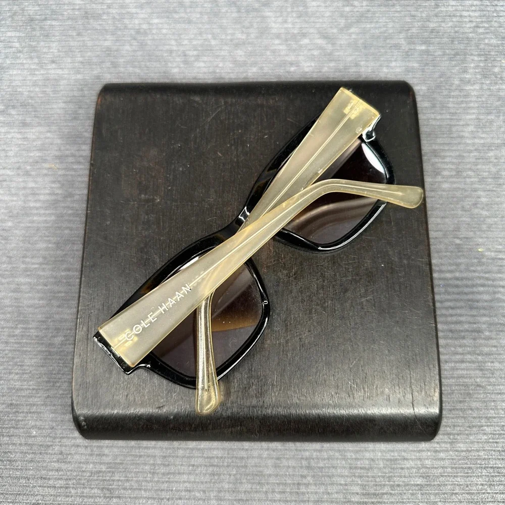 Cole Haan Y2K Sunglasses Black Square Frame Champagne Arms C6121 51-18-144